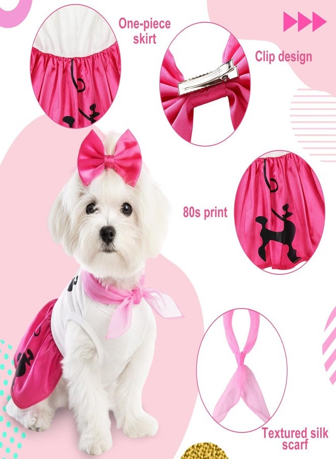 Sunnymove Halloween 50s Dog Costume Poodle Skirt Bow Clip and Scarf Costume Accessory for Puppy Themed Parties and Halloween(Large) - Image 3